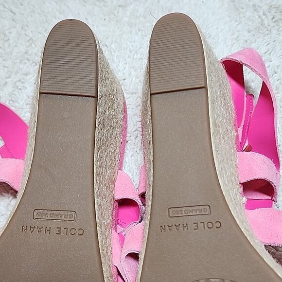 COLE HAAN CRYSTAL WEDGE SANDAL 7MM NEON FUSIA LEATHER ESPADRILLES LADIES 11 NWOB - Picture 12 of 16